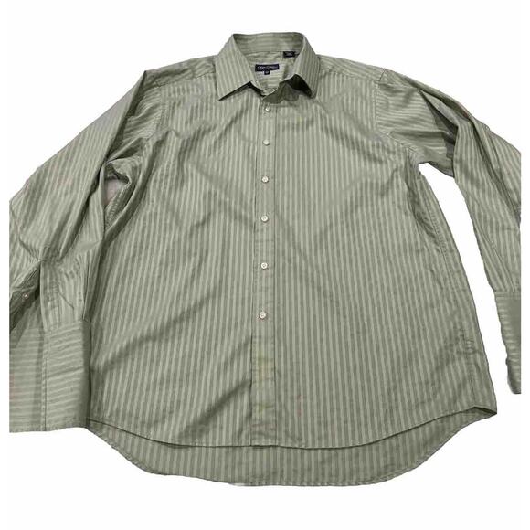 Sean John Shirt XL Mens Button Down Mint Green Business satin Stripe Flip Cuff - Picture 1 of 6